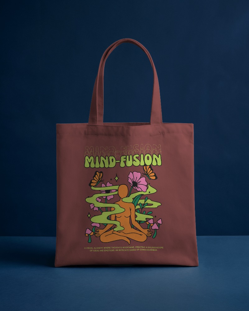 Totebag Mockup Against Dark Blue Backdrop