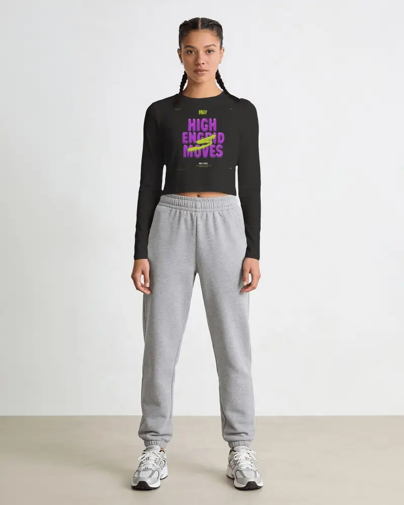 Full Sleeve T Shirt Mockup Female Model Standing Front View Athleisure Style Clean Background