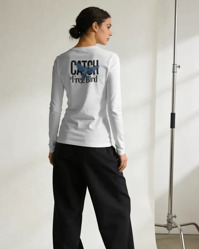 Womens Long Sleeve Basic Tshirt Mockup Perfect For Layering Daily Casual And Comfy Style Wear
