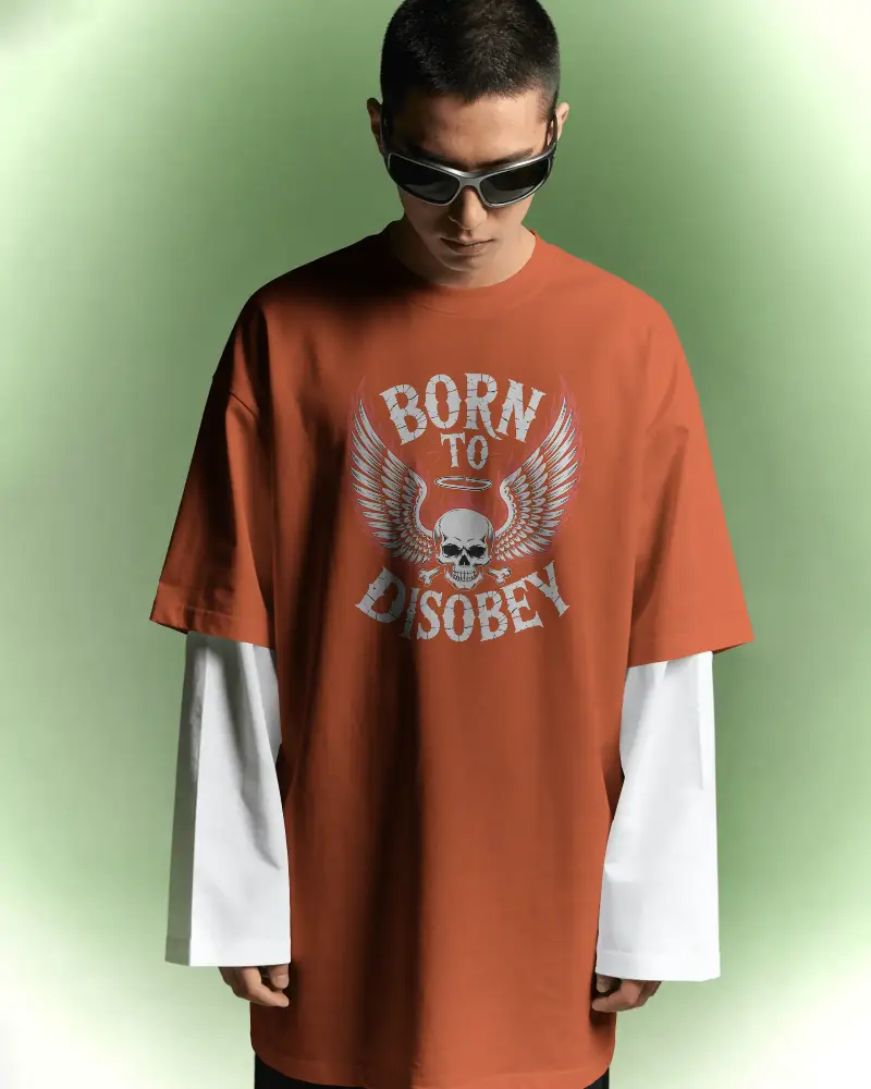 Oversized Layered Long Sleeve T Shirt Mockup Fashion Forward Streetwear Style