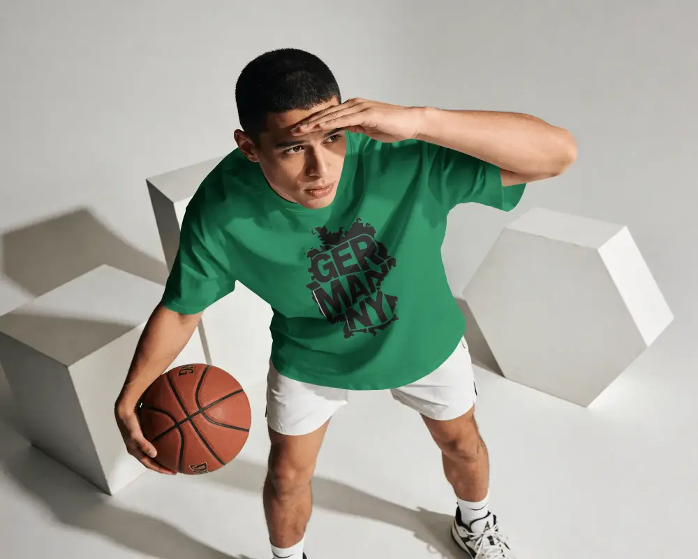Basketball Player Wearing Breathable Athletic Tshirt Mockup Perfect For Sportswear Designs
