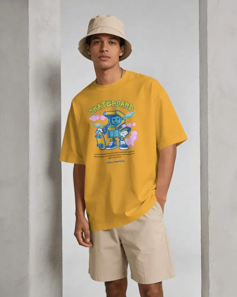 Lifestyle T Shirt Mockup On Model With Relaxed Standing Pose And Natural Balanced Lighting