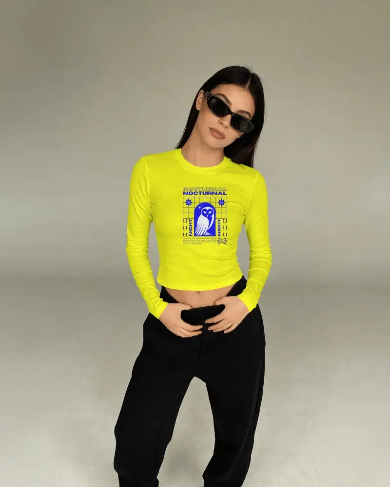 Editorial Long Sleeve T Shirt Mockup On Model With Studio Light And Clean Background