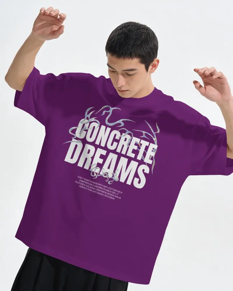 Oversized T Shirt Mockup On Model With Dynamic Pose And Clean Studio Background