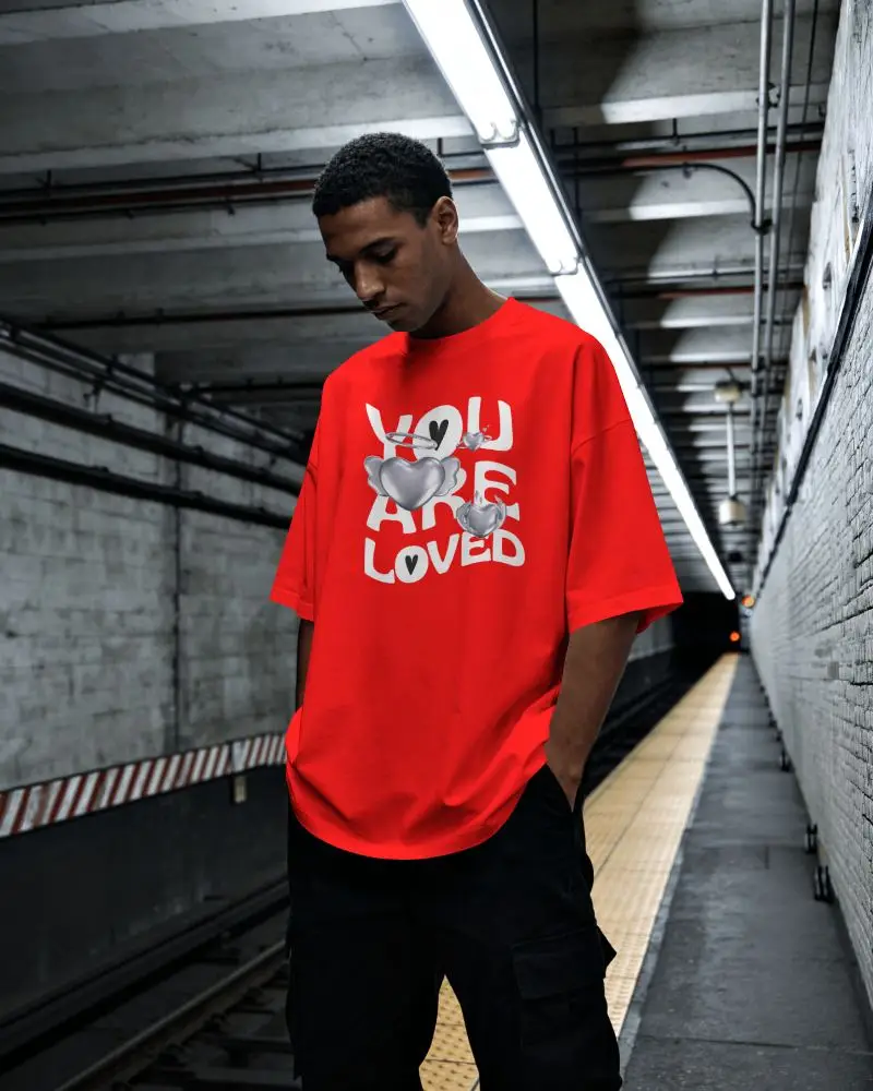 Urban Subway T Shirt Mockup On Model With Moody Underground Lighting And Industrial Background