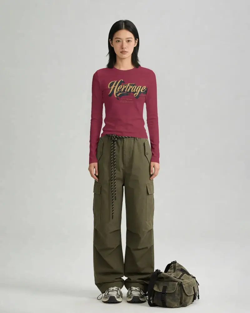 Slim Fit Long Sleeve Basic Crewneck Tshirt Mockup For Women Comfortable Casual Wear Essentials
