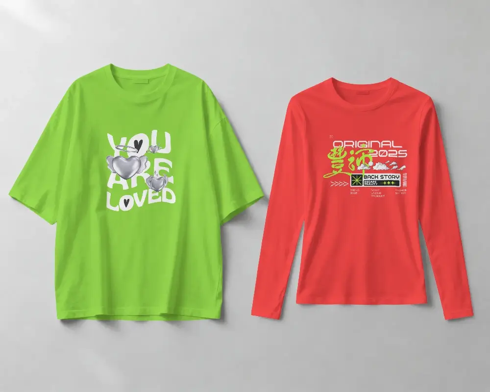 High Quality Basic Plain Oversized T Shirt With Long Sleeve Fitting Top Mockup