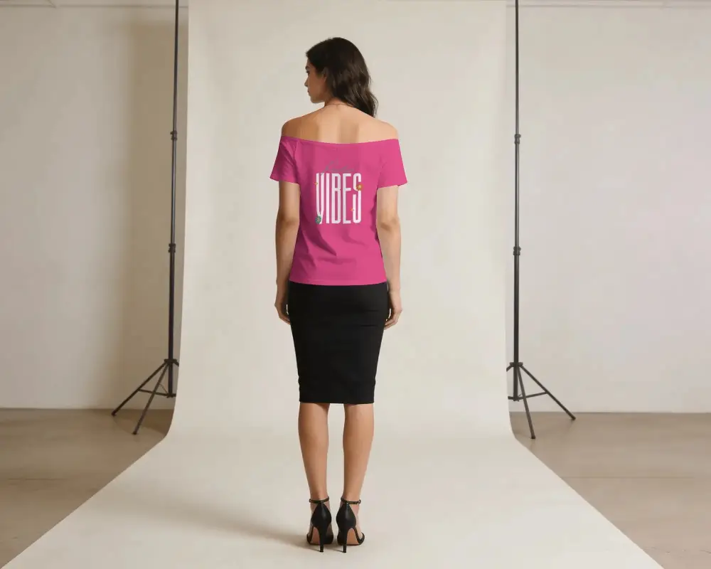 Off Shoulder Feminine Cut Tshirt Mockup Back Mockup Simple Modern Style