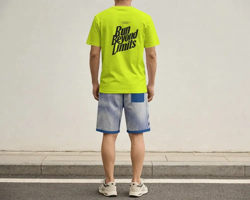 Urban Style Relaxed Fit Basic Tshirt Mockup For Men Outdoor Fashion Shooting