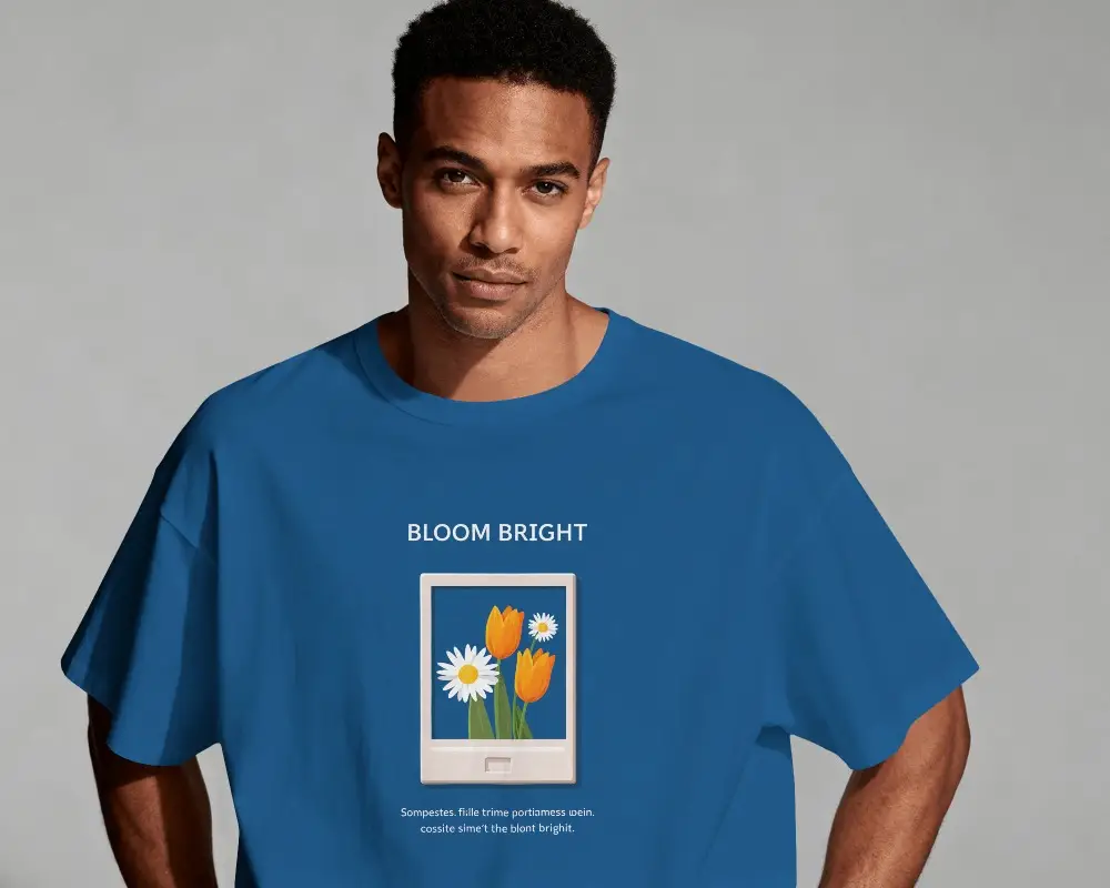 Amazon Oversized T Shirt Mockup Male Model With Confident Expression Against Minimal Studio