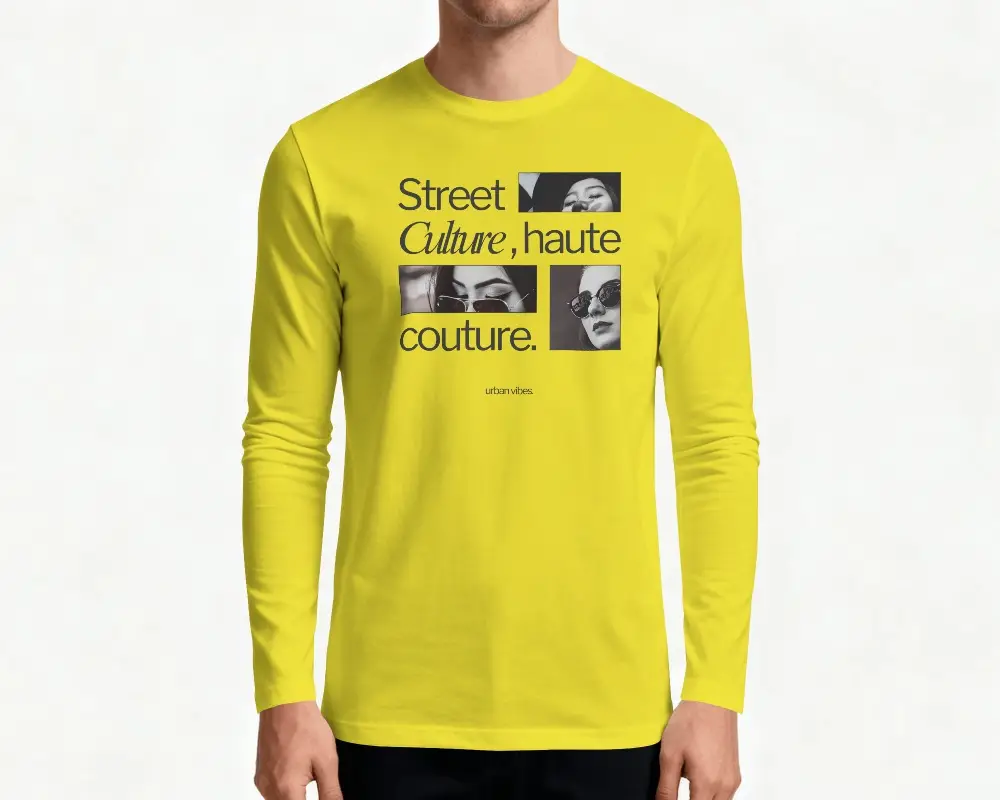 Etsy Long Sleeve Tshirt Mockup Male Model Standing Front View Against Clean White Studio Background