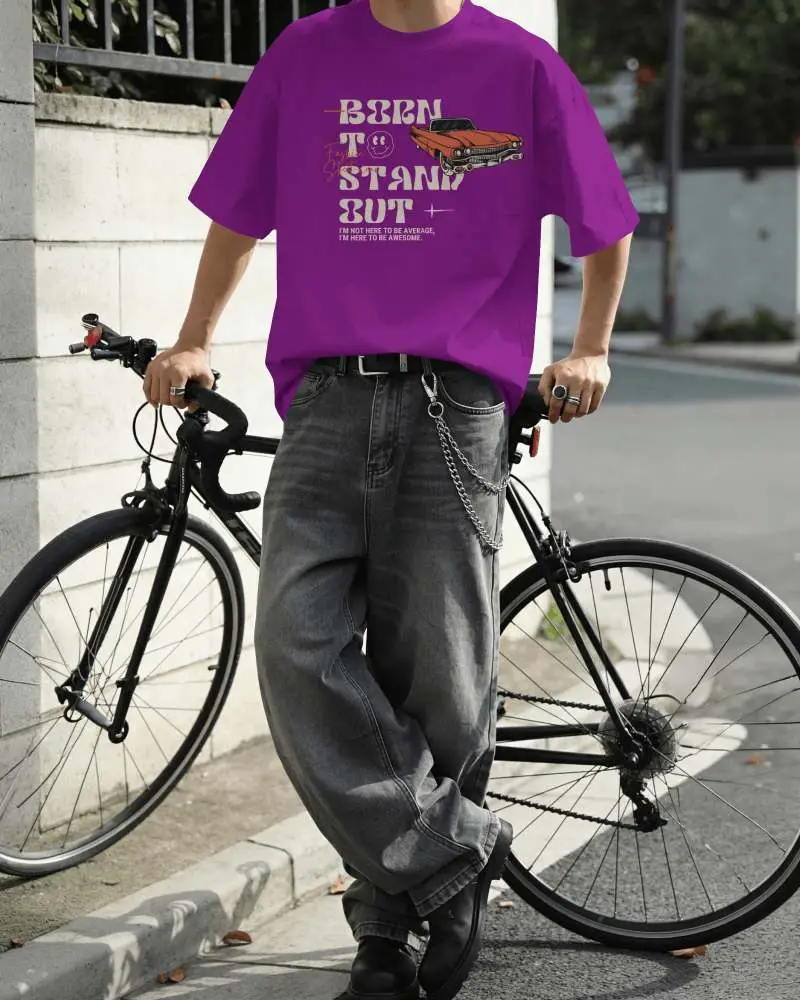 Pod Bicycle Tshirt Mockup Male Model Leaning On Bike In Urban Streetwear Scene Modern City