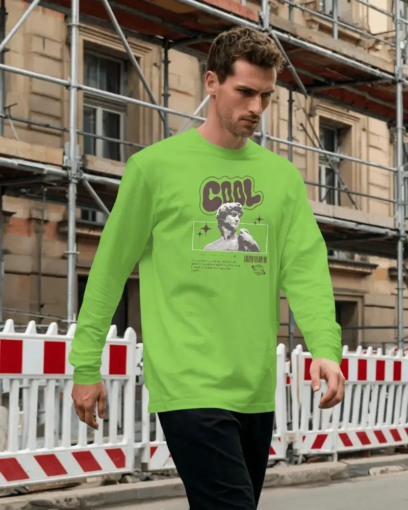 Long Sleeve Tshirt Mockup For Men Street Style Urban Background Fashion Photography