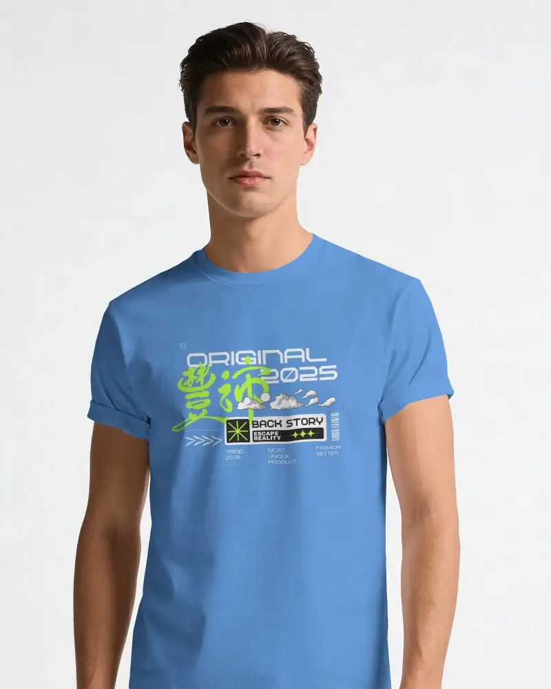 Classic Short Sleeve Tshirt Mockup With Rolled Sleeves Slim Fit Cotton Crewneck Top For Men