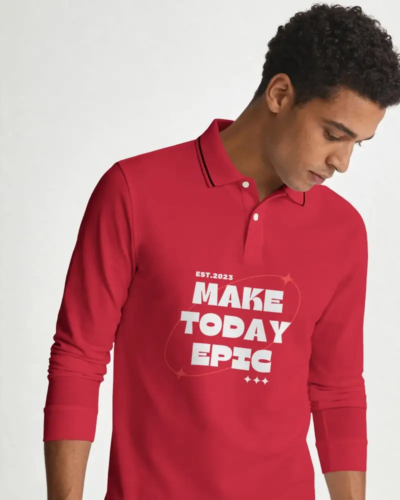 Classic Long Sleeve Polo Shirt Mockup For Men Stylish Casual Wear Comfortable Everyday Outfit