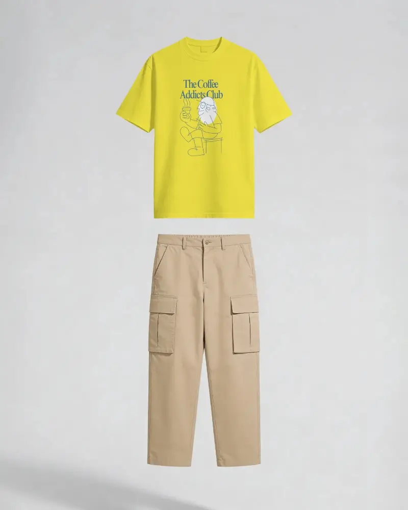 Casual Comfort Stretchy Tshirt Mockup Perfect For Everyday Wear And Paired With Cargo Pants