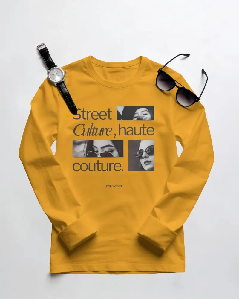 Flat Lay Long Sleeve T Shirt Mockup With Watch And Sunglasses On Clean Minimal Studio Background