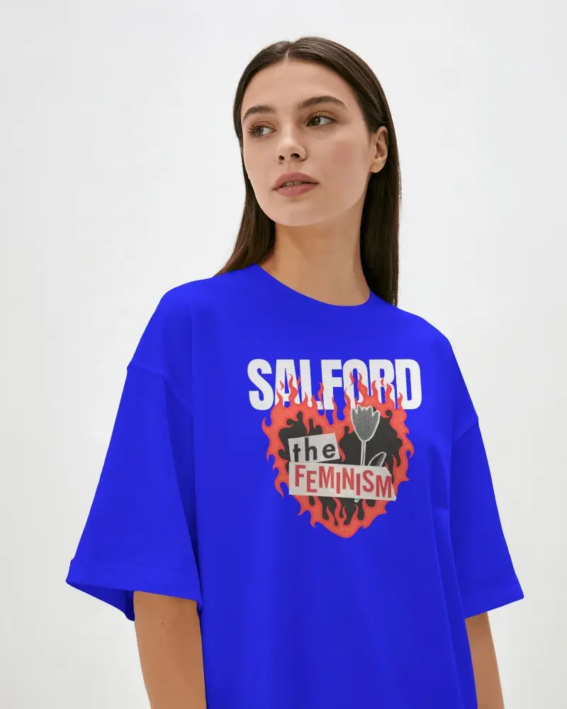 Female Model Oversized T Shirt Mockup With Clean Studio Background And Soft Editorial Lighting