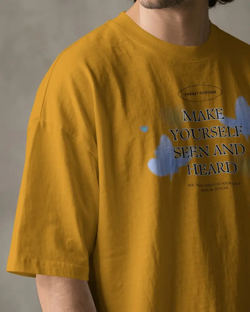 Close Up Male Model T Shirt Mockup With Cropped Neckline And Clean Minimal Studio Background