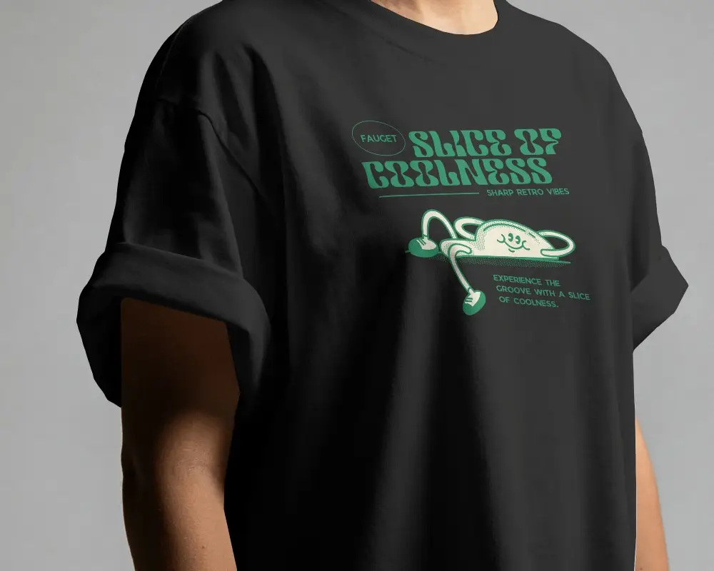 Close Up Oversized T Shirt Mockup On Model With Cropped Torso Frame And Soft Studio Lighting
