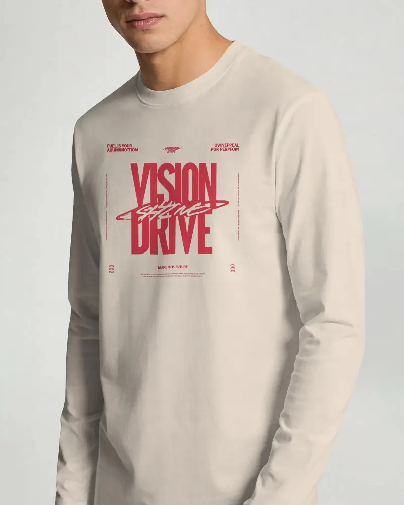 Premium Cotton Long Sleeve Tshirt Mockup For Apparel Brands Minimalist Model Pose