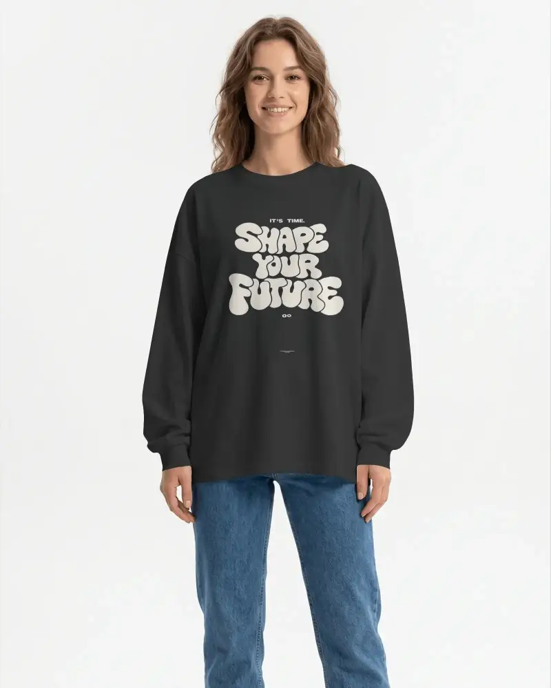 Comfortable Loose Fit Long Sleeve Tshirt Mockup Casual Wear For Women Trendy Everyday Outfit