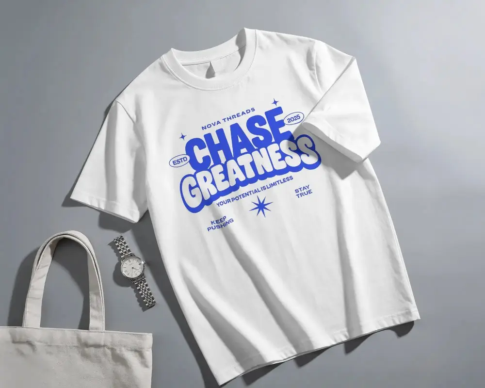 Premium Quality Cotton Short Sleeve Crew Neck Blank Tshirt Flat Lay Mockup
