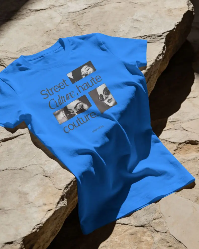 Rock Surface T Shirt Mockup With Dramatic Sunlight And Natural Slab With Hard Shadow Fabric Fold
