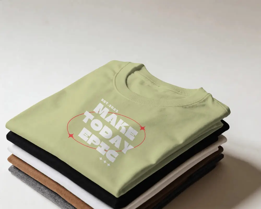 Premium Quality Cotton Tshirt Mockup Stacked For Minimalist Style And Easy Custom Design Printing