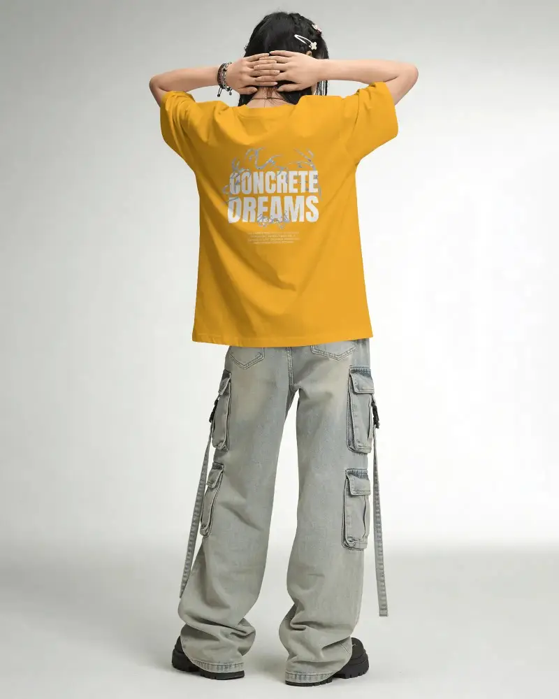 Unisex Loose Fit Tshirt Mockup Showing Full Back With Sleeve Creases Style