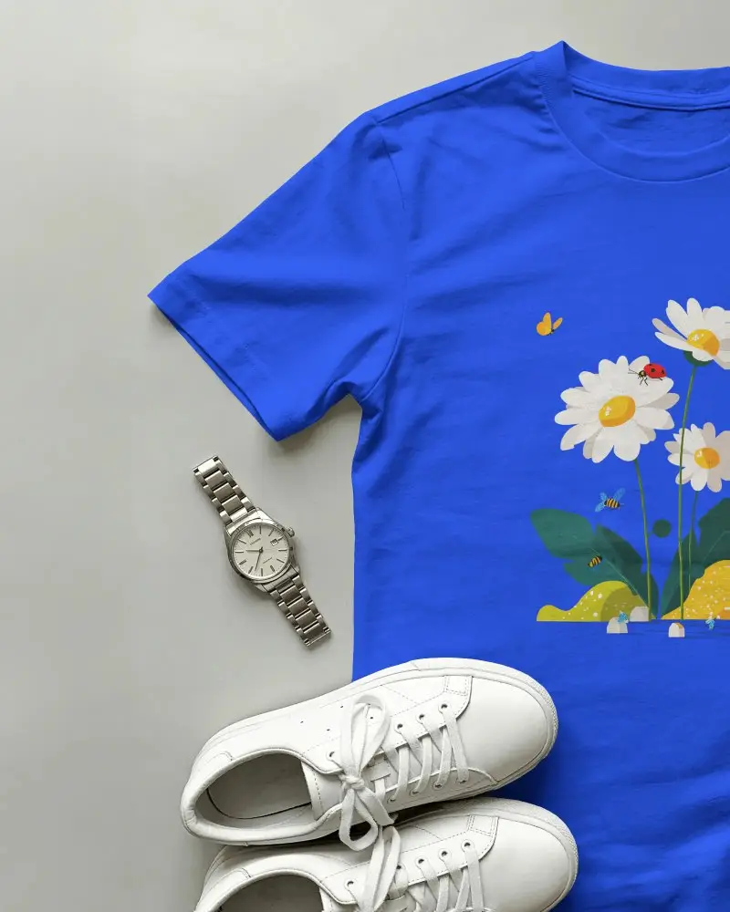 Classic Casual Tshirt Mockup Stylish Wristwatch And Sneakers Flatlay For Fashion Brand