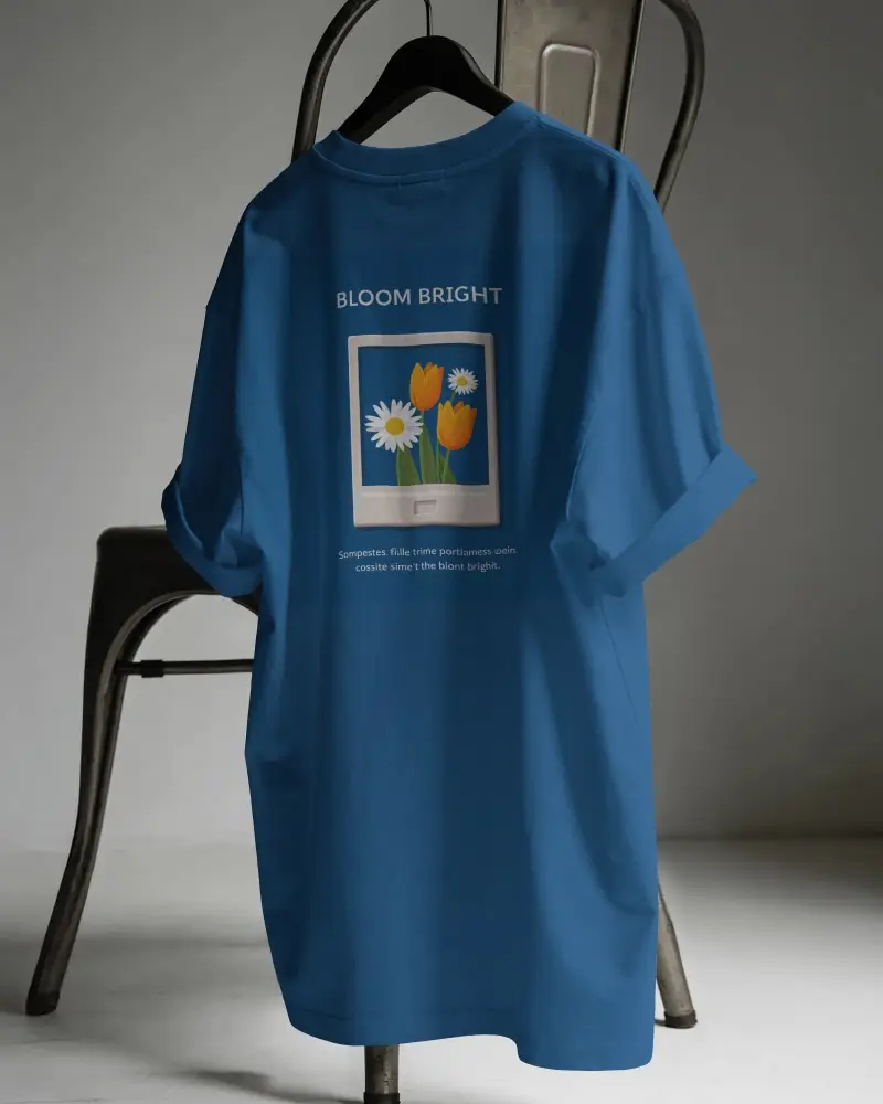 Minimalist Casual Plain Short Sleeve Tshirt Mockup Hanging On Metal Chair Stylish Comfortable