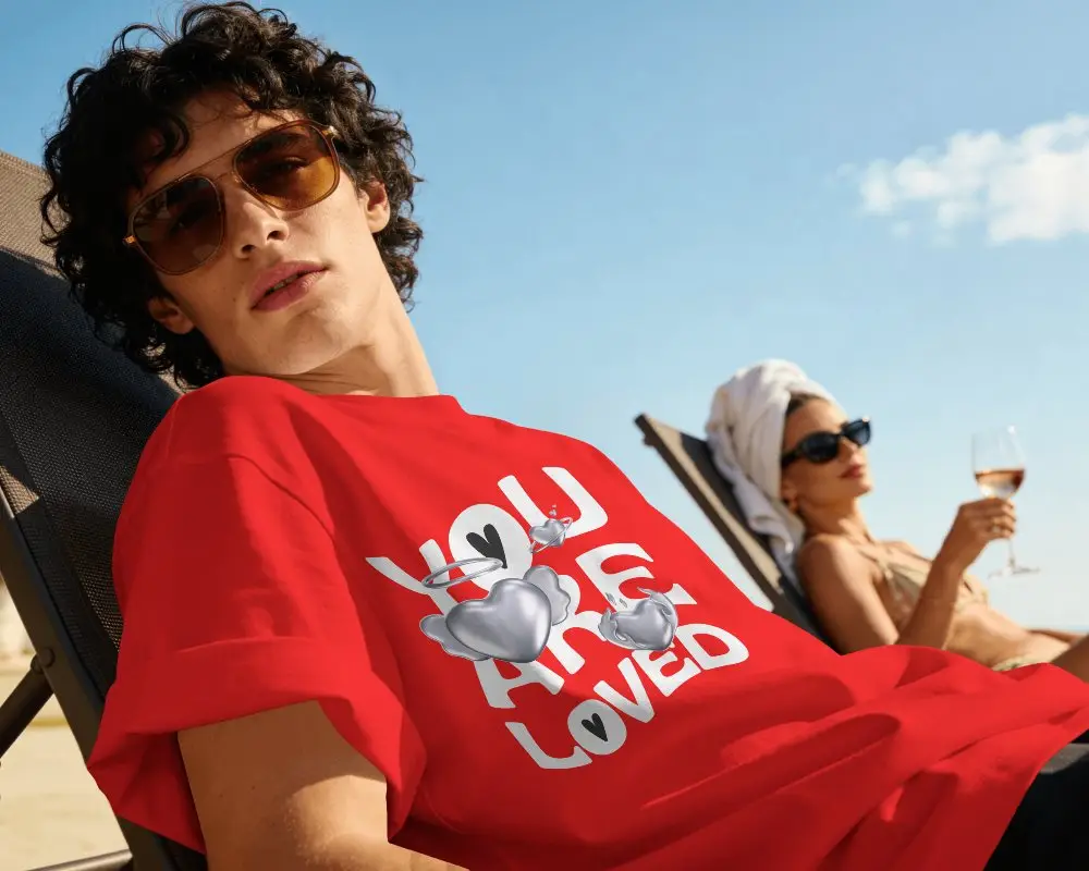 Beach Lounge T Shirt Mockup Male Model Reclining On Sun Chair With Sunglasses And Resort Vibe
