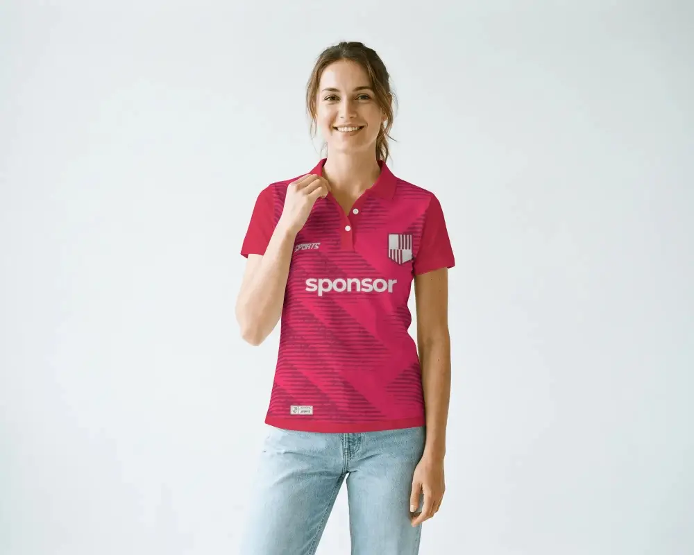 Comfortable Womens Polo Shirt For Casual Wear Elegant Plain Short Sleeve Top Mockup