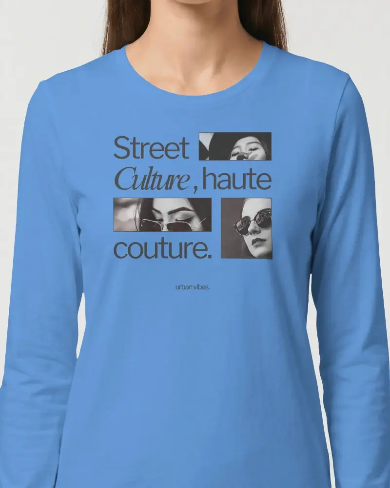 Simple Long Sleeve T Shirt Mockup For Women Minimalist Basic Cotton Top Front View