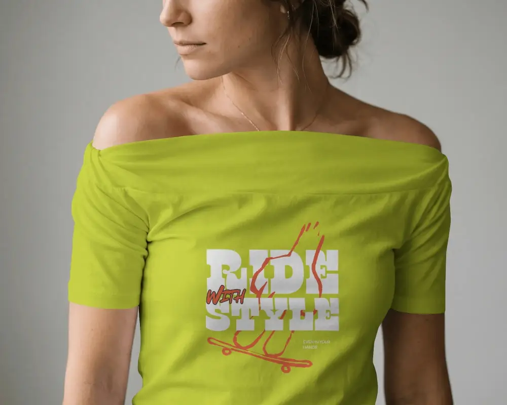 Womens Off Shoulder Short Sleeve T Shirt Mockup For Fashionable Summer Outfit Presentation