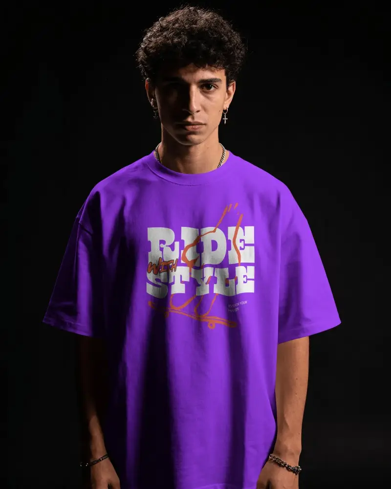 Dark Studio T Shirt Mockup Male Model Standing Front View With Dramatic Portrait Lighting