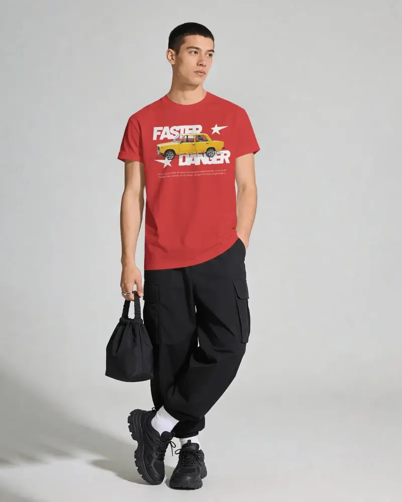 Comfortable Crew Neck Tshirt Mockup For Men Everyday Fashion Casual Look Model Wear