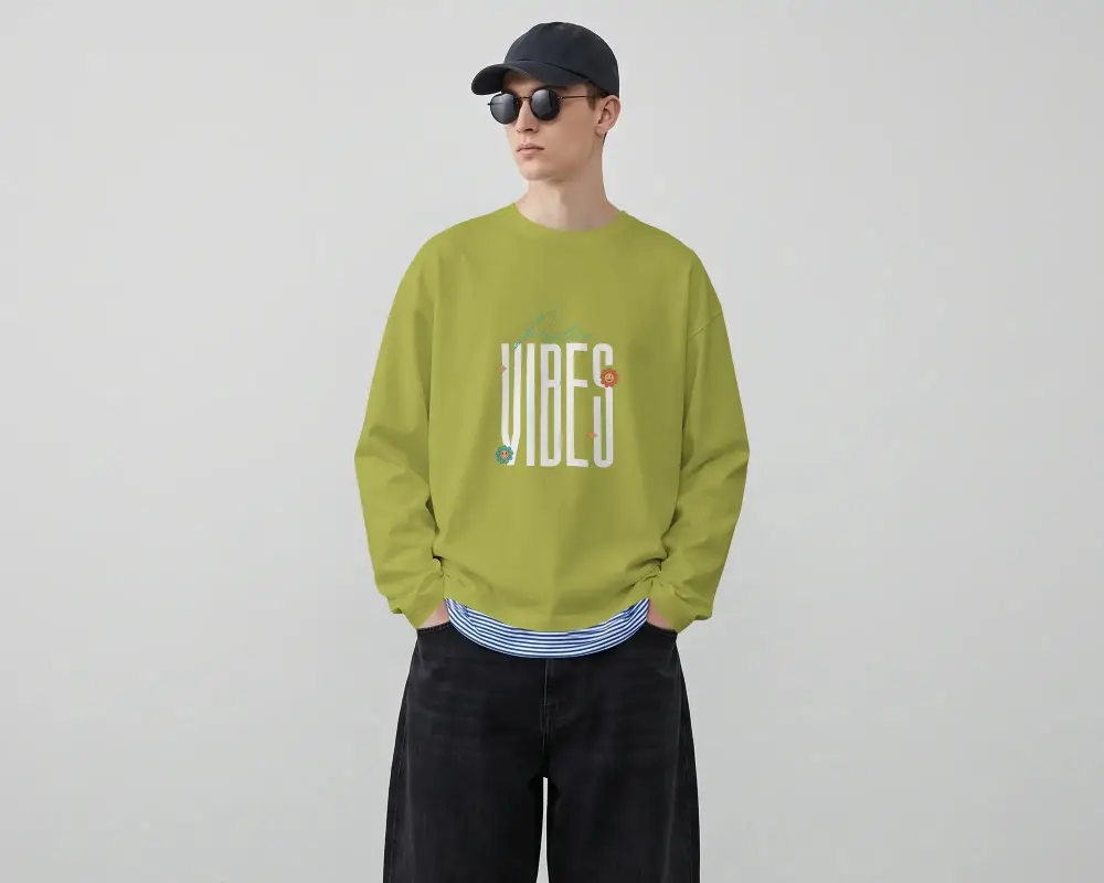 Stylish Mens Long Sleeve Tshirt Mockup For Casual Streetwear Fashion And Apparel Designs
