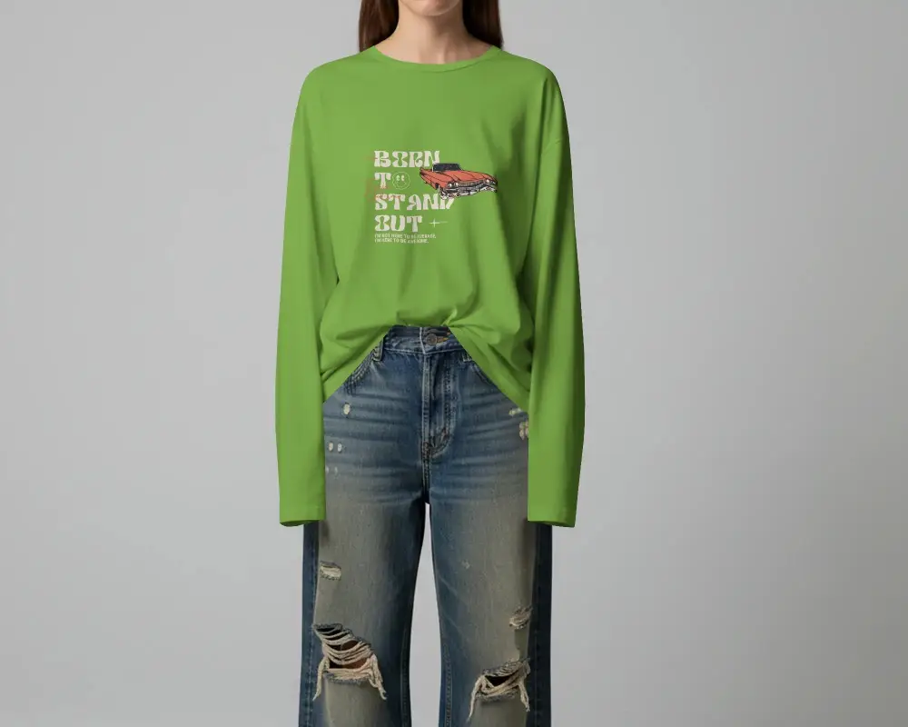 Simple Long Sleeve T Shirt Mockup For Minimalist Casual Fashion Outfit Presentation