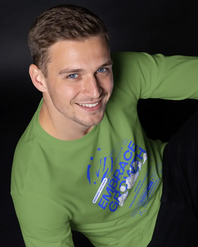 Soft Breathable Male Long Sleeve Crewneck Tshirt Mockup Ideal For Casual Outfits
