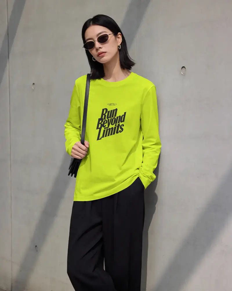 Comfortable Long Sleeve Crewneck T Shirt Mockup For Casual Wear Easy Style And Soft Fabric Design