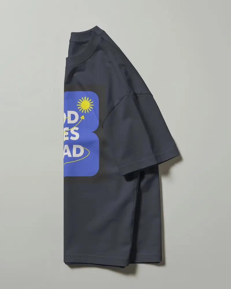 Side View Tshirt Mockup With Folded Body Prominent Sleeve And Minimal Studio Background