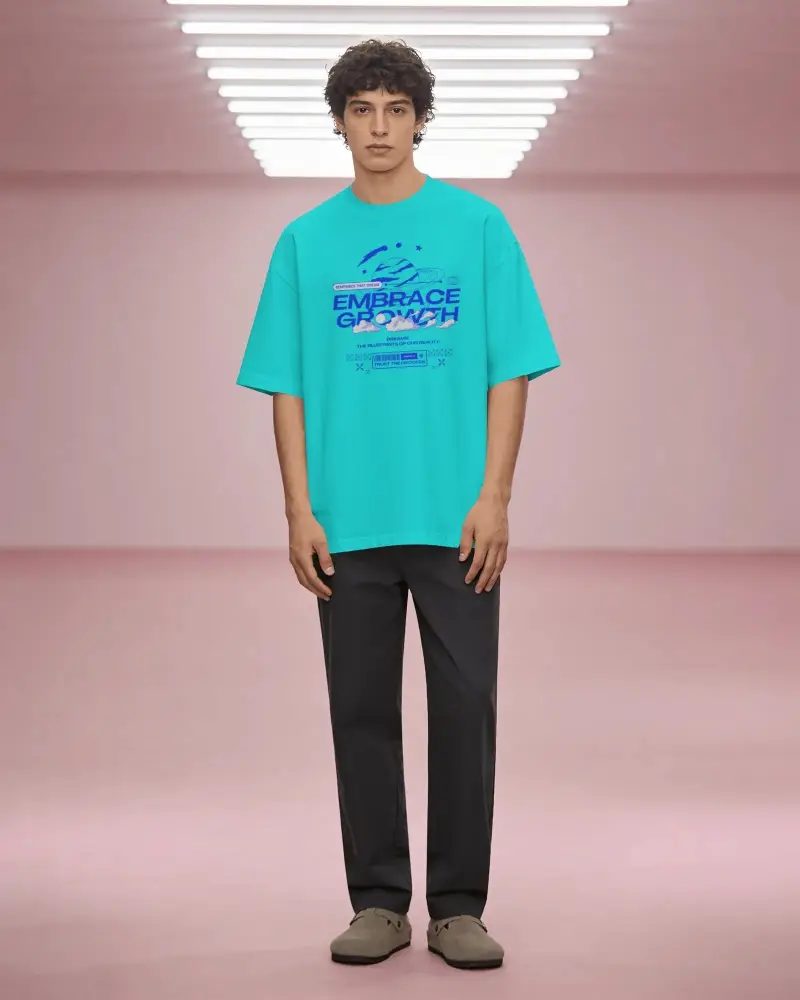 Modern Minimalist Oversized Tshirt Plain Front Men Stylish Casual Wear Mockup Template