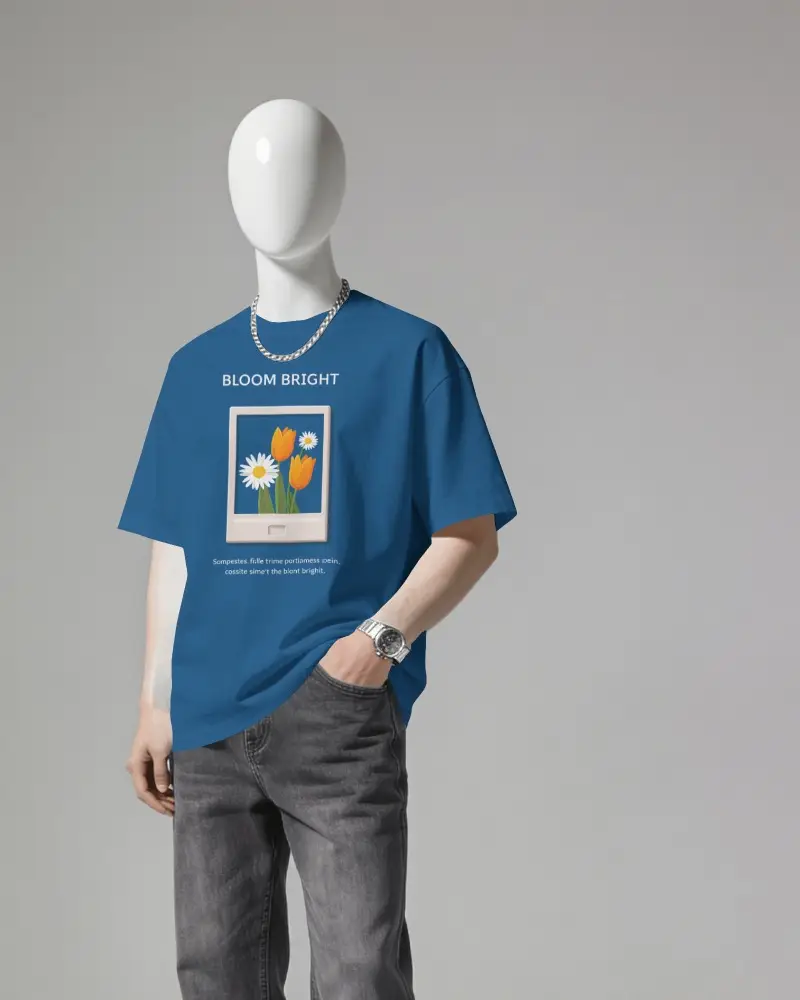 Faceless Mannequin T Shirt Mockup In Three Quarter Standing Pose With One Hand In Pocket