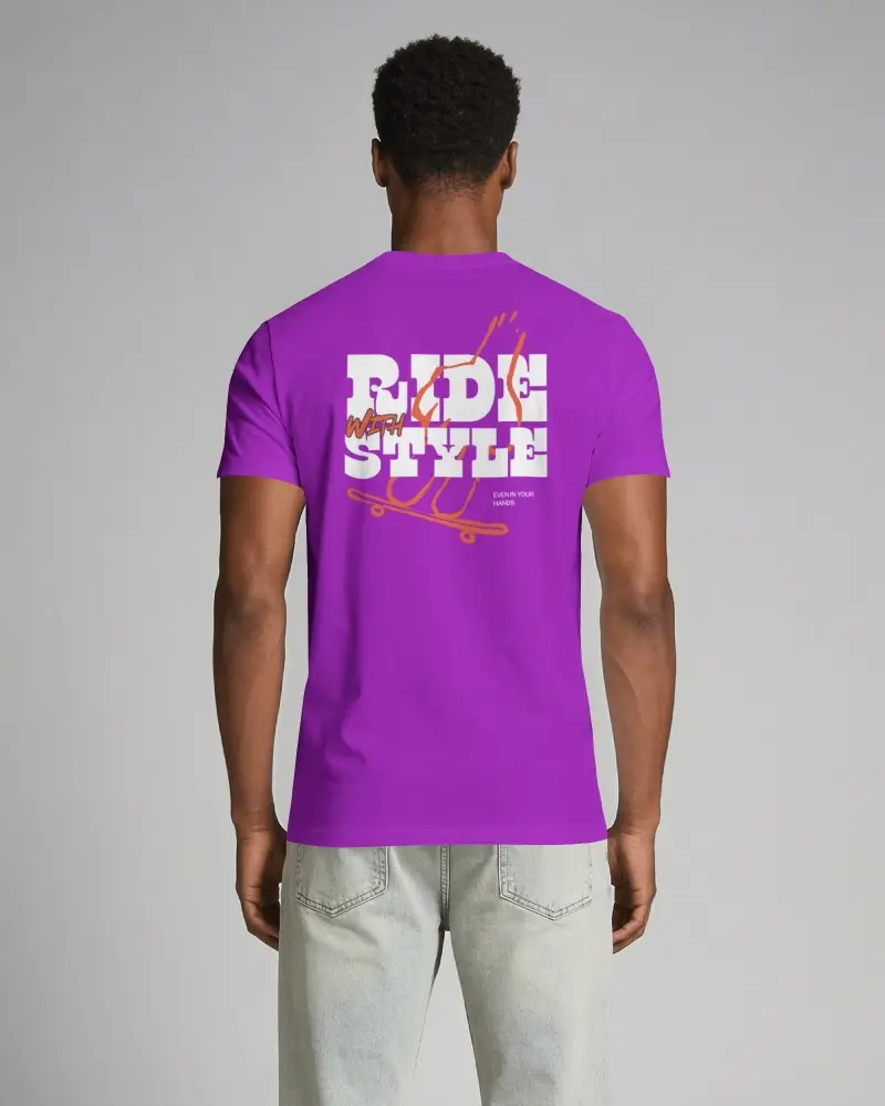 Back Facing Crew Neck T Shirt Mockup With Relaxed Arms And Straight Standing Posture