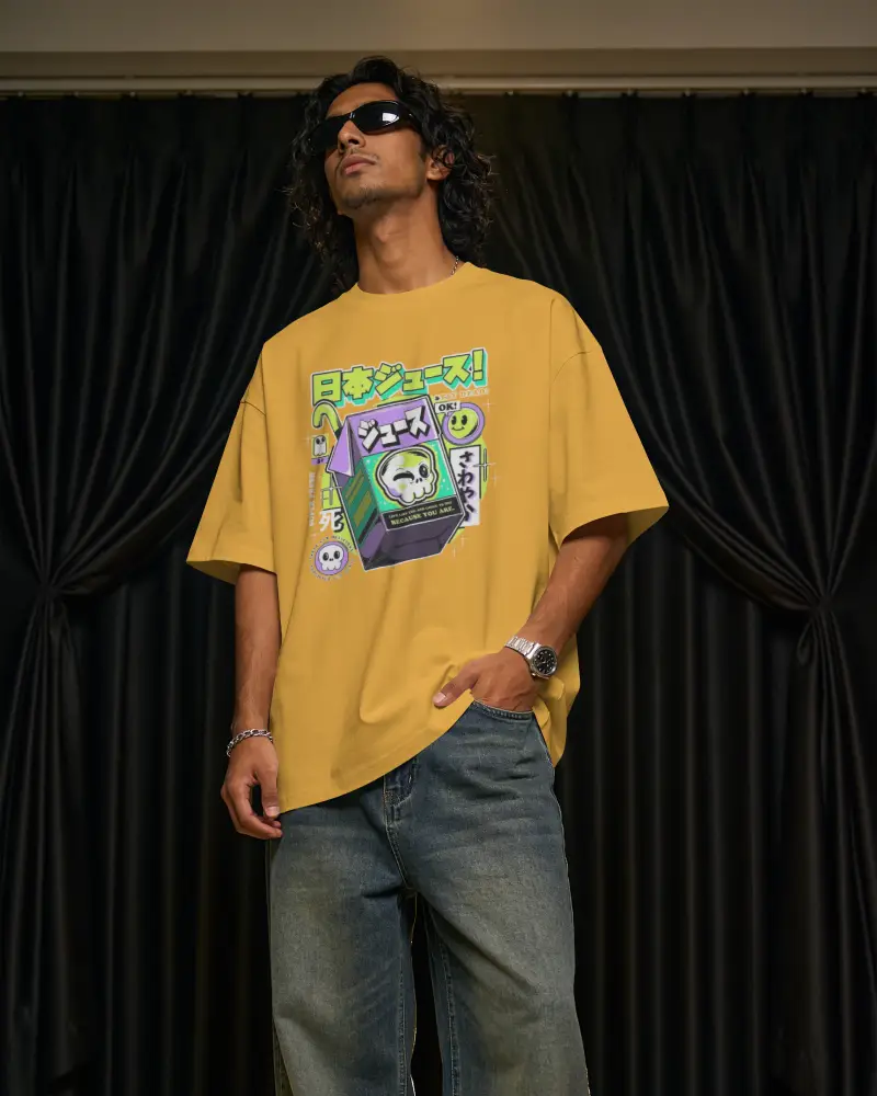 Full Body T Shirt Mockup Male Model Posing In Front Of Draped Stage Curtains