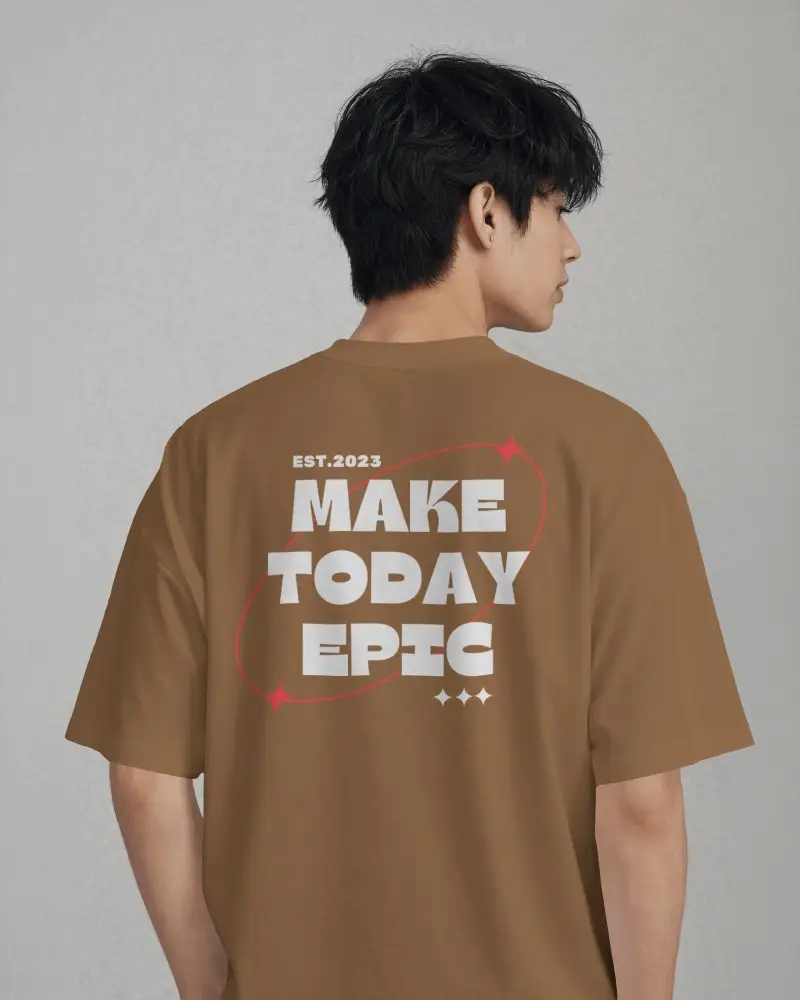Streetwear Back T Shirt Mockup Featuring Wide Sleeves Natural Fabric Drape Casual Pocketed Posture