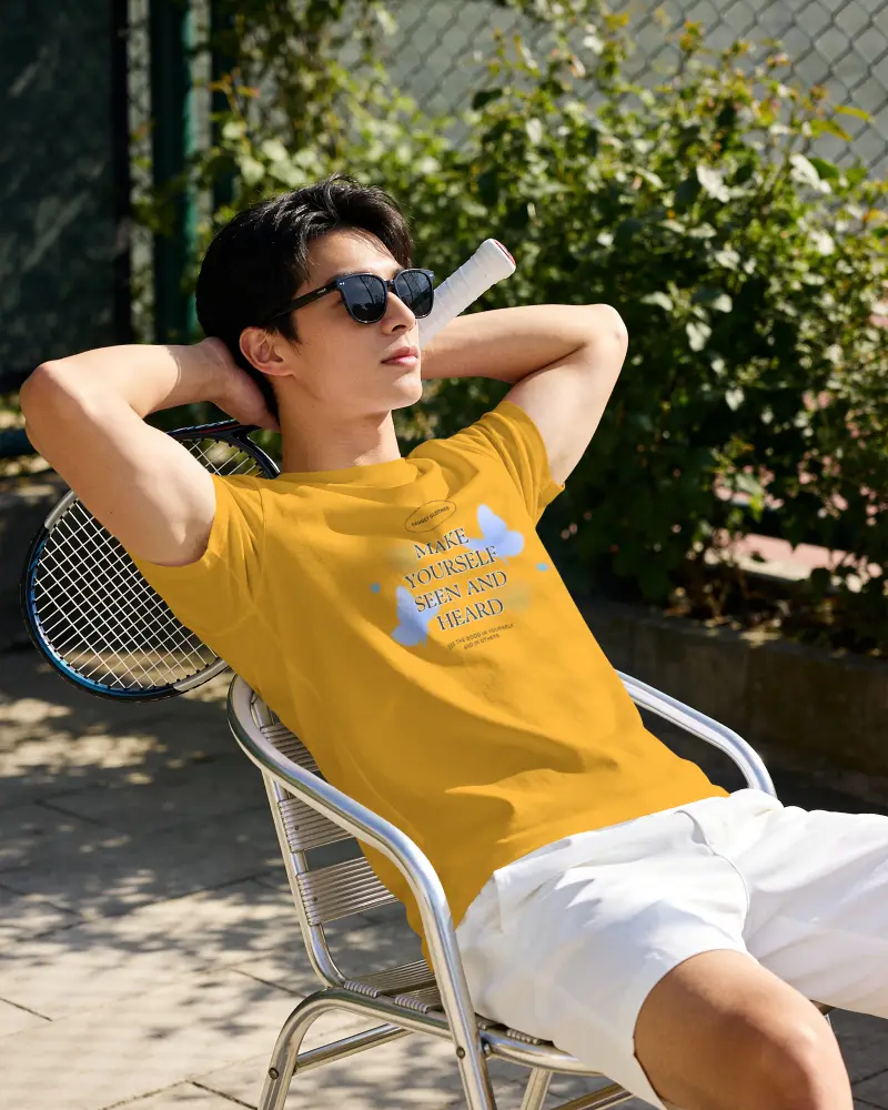 Casual Stylish Mens Tshirt Mockup Relaxed Outdoor Summer Fashion Apparel Design Showcase
