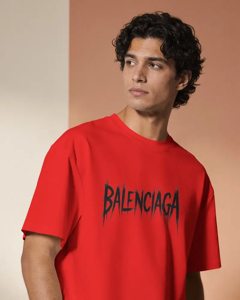 Product T Shirt Mockup Male Model Regular Fit Tee Two Tone Wall Professional Photography